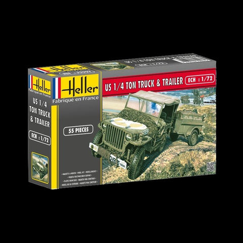 Heller Military 1/72 US 1/4-Ton Truck & Trailer Kit