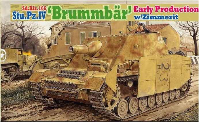 Dragon Military 1/35 SdKfz 166 StuPz IV Brummbar Early Tank w/Zimmerit Kit