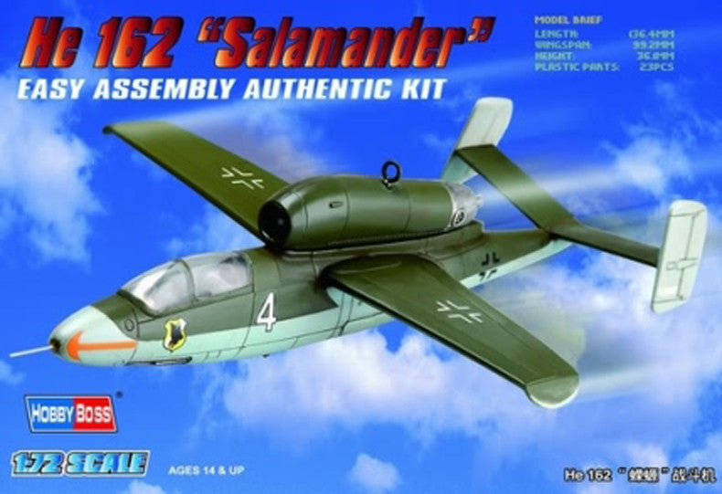 Hobby Boss Aircraft 1/72 Heinkel He-162 Salamander Kit