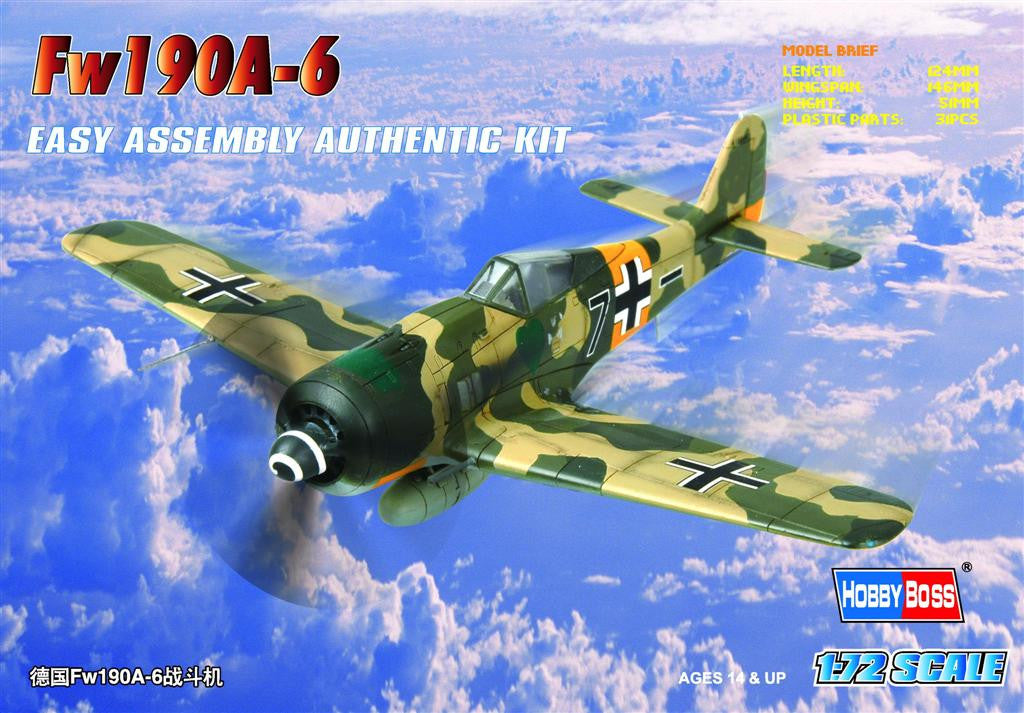 Hobby Boss Aircraft 1/72 Fw-190A-6 Focke Wulf Kit