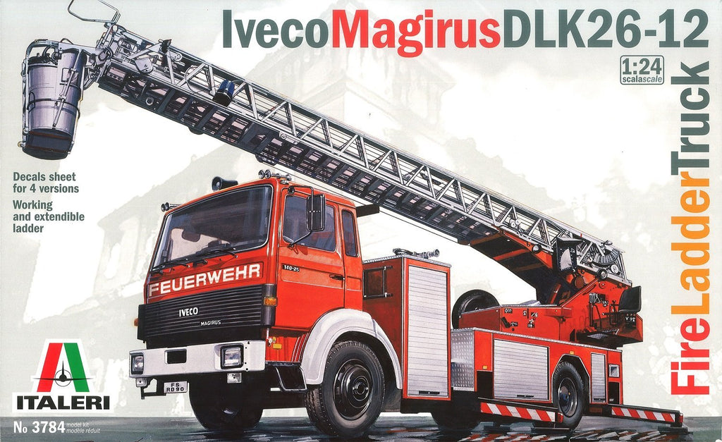 Italeri Model Cars 1/24 IVECO-Magirus DLK23-12 Fire Engine Ladder Truck (Re-Issue) Kit