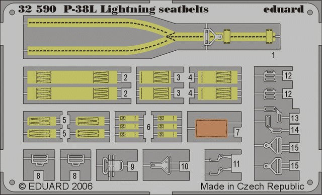 Eduard Details 1/32 Aircraft- Seatbelts P38L Lightning for TSM (Painted)