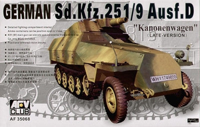 AFV Club Military 1/35 German SdKfz 251/9 Ausf D Kanonenwagen Late Version w/75mm Gun Kit