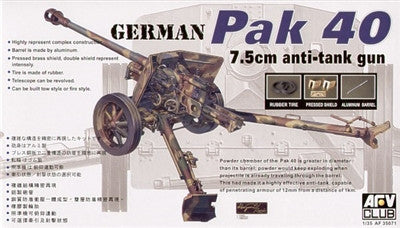 AFV Club Military 1/35 German Pak 40 7.5cm Anti-Tank Gun Kit