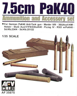 AFV Club Military 1/35 Pak 40 7.5cm Ammo & Accessory Set Kit