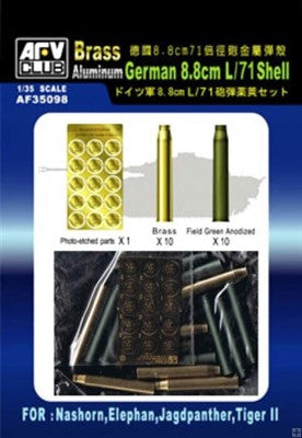 AFV Club Military 1/35 German 8.8mm L/71 Ammo Shells for Nashorn, Elephant, Jagdpanther & Tiger II Kit