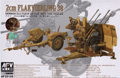 AFV Club Military 1/35 German 2cm Flak 38 Anti-Aircraft Gun w/Tow Trailer Kit