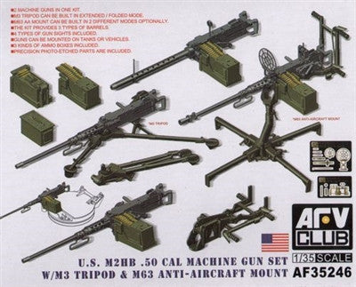 AFV Club Military 1/35 US M2HB .50Cal MG w/M3 Tripod & M63 AA Mount Kit