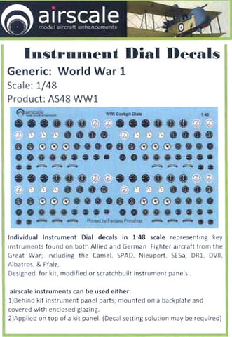 Airscale Details 1/48 WWI Allied & German Instrument Dials (Decal)