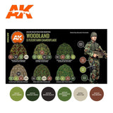 AK Interactive Figure Series: Woodland & Flecktarn Camouflage Acrylic Paint Set (6 Colors) 17ml Bottles