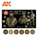 AK Interactive Figure Series: WWII US Army Uniforms Acrylic Paint Set (6 Colors) 17ml Bottles