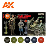 AK Interactive Figure Series: WWII Soviet Uniforms Acrylic Paint Set (6 Colors) 17ml Bottles