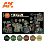 AK Interactive Figure Series: Vietnam Green & Camouflage Acrylic Paint Set (6 Colors) 17ml Bottles