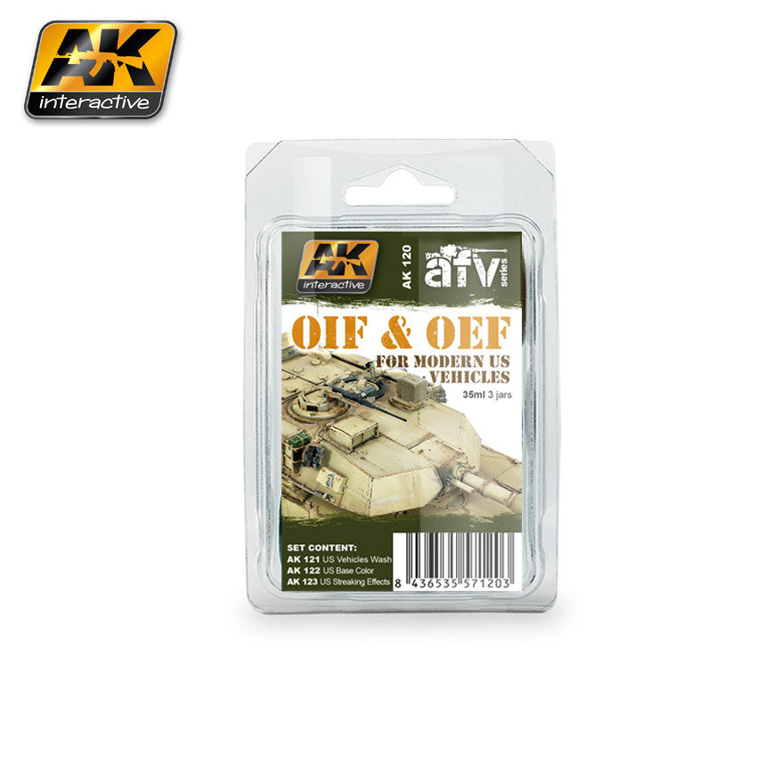 AK Interactive OIF & OEF Modern US Vehicles Acrylic/Enamel Paint Set (121, 122, 123)