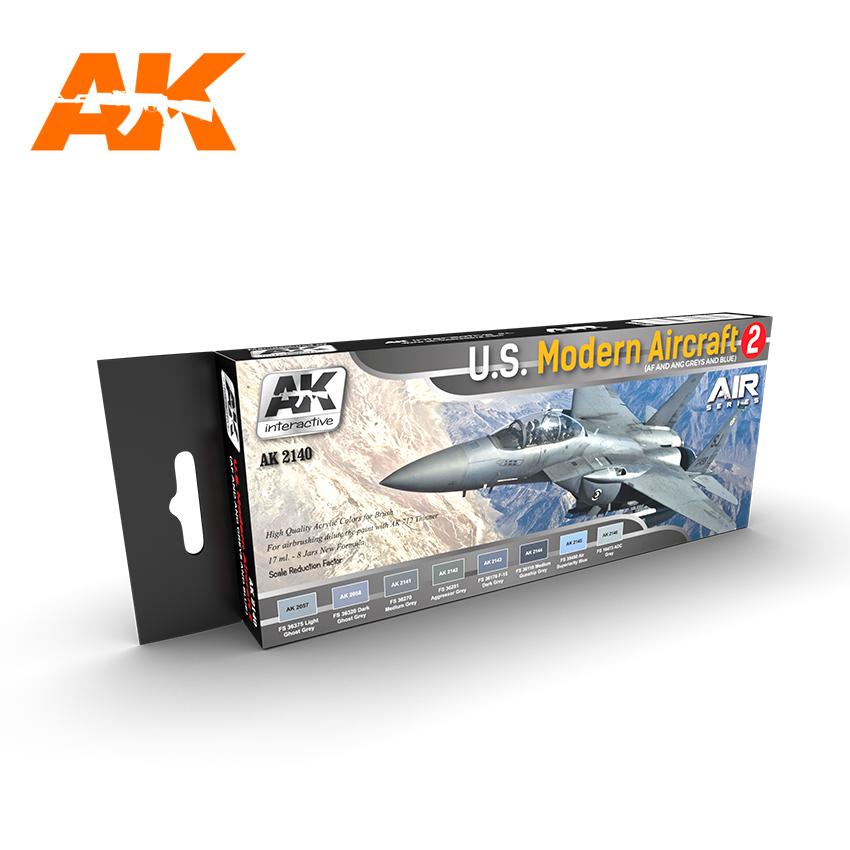 AK Interactive Air Series: US Modern Aircraft 2 Acrylic Paint Set (8 Colors) 17ml Bottles