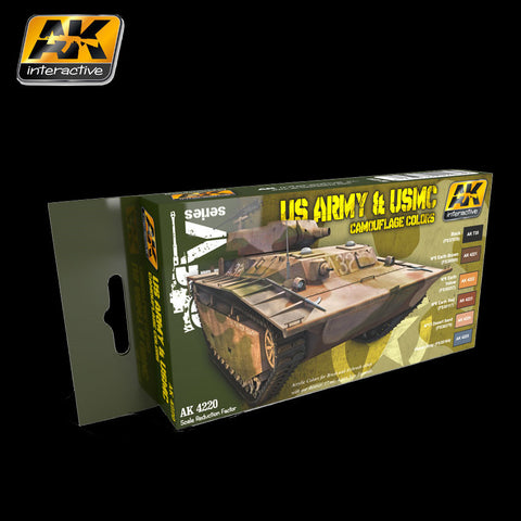 AK Interactive 	AFV Series: US Army & USMC Camouflage Acrylic Paint Set (6 Colors) 17ml Bottles