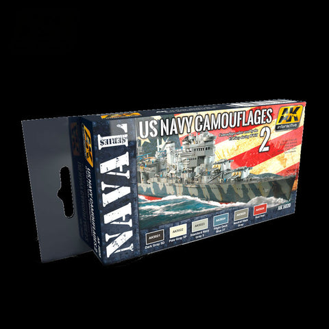 AK Interactive Naval Series: US Navy WWII Camouflage Vol.2 Acrylic Paint Set (6 Colors) 17ml Bottles