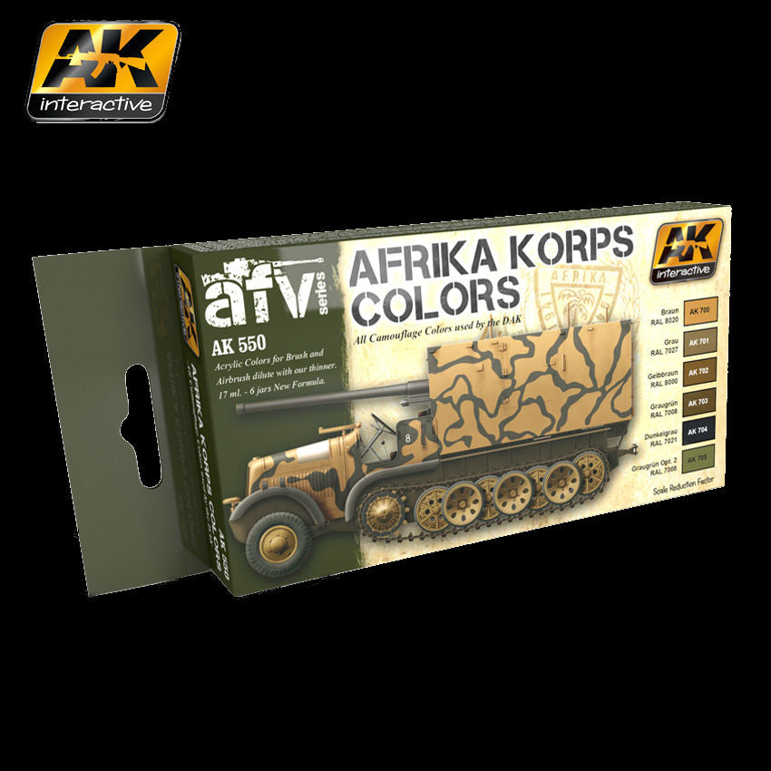 AK Interactive Afrika Korps Camouflage Acrylic Paint Set (6 Colors) 17ml Bottles