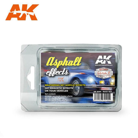 AK Interactive Cars & Civil Vehicle Series: Asphalt Effects Weathering Acrylic Paint Set 