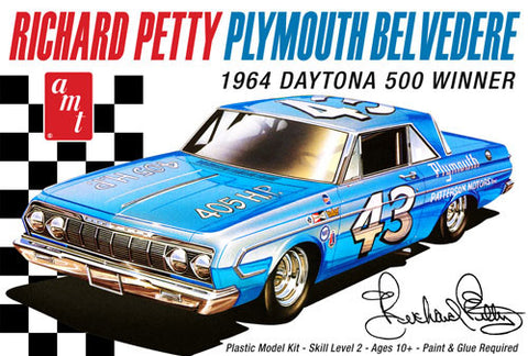AMT Model Cars 1/25 1964 Plymouth Belvedere Daytona 500 Richard Petty Stock Car Kit