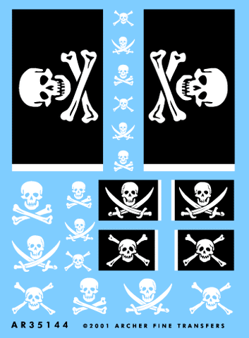 Archer Fine Transfers 1/35 Jolly Rogers Flags & Skull/Crossbones Insignias Assorted Sizes