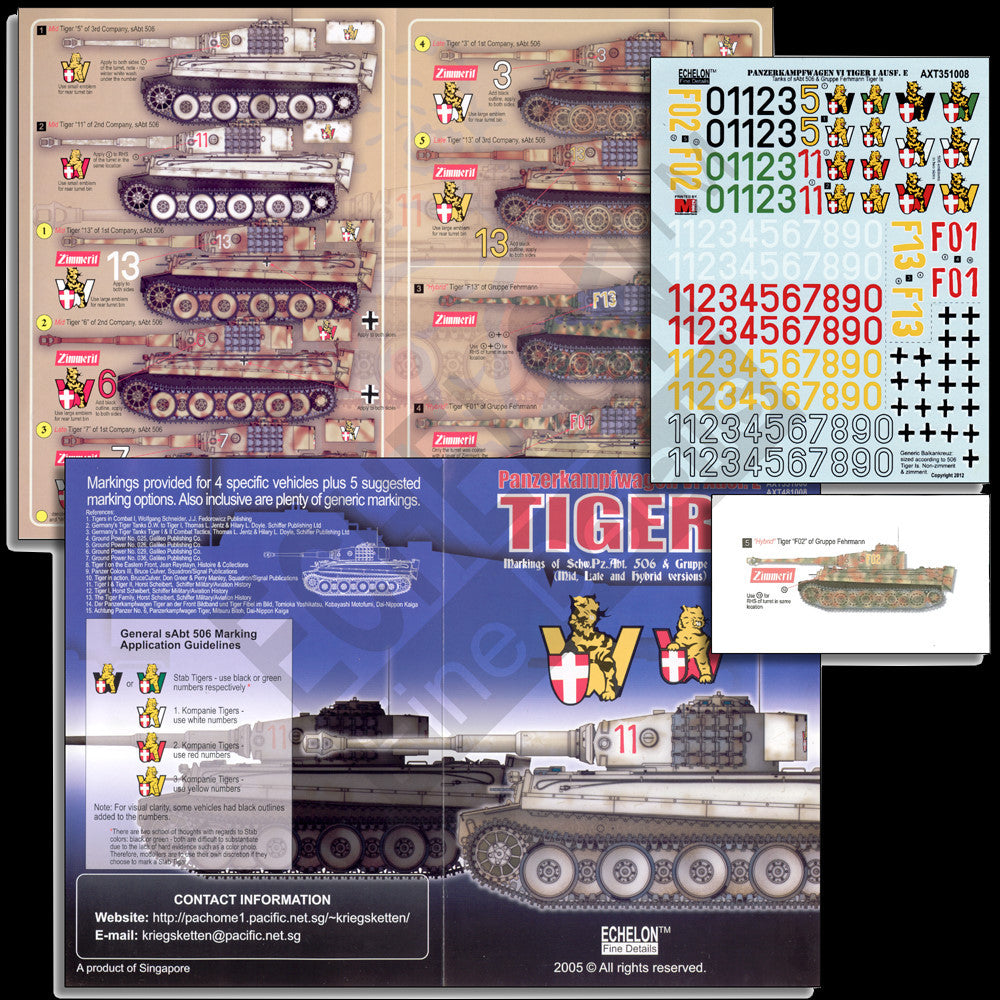 Echelon Decals 1/35 PzKpfw VI Ausf E Tiger I SchwPzAbt 506 & Gruppe Fehrmann (Mid, Late, Hybrid)