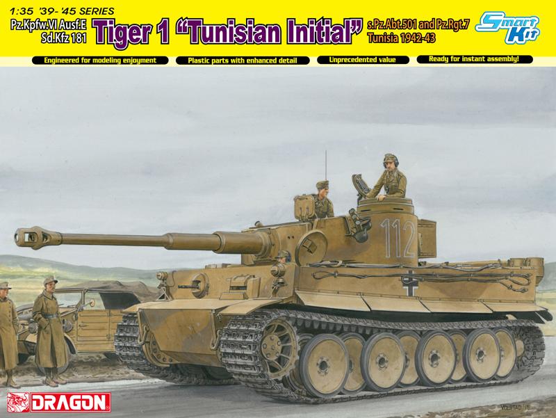 Dragon Military 1/35 PzKpfw VI Ausf E SdKfz 181 Tiger I Tunisian Initial sPzAbt501 & PzRgt7 Tank Tunisia 1942-43 Kit