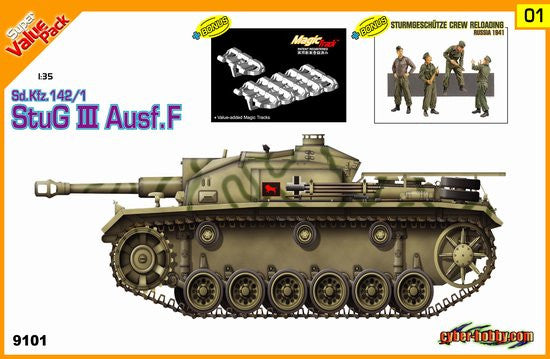 Cyber-Hobby Military 1/35 SdKfz 142/1 StuG III Ausf F Tank w/Russian Crew Kit