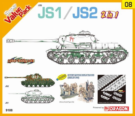 Cyber-Hobby Military 1/35 JS1/2 Tank w/Motor Rifle Troop Berlin 1945 (2 in 1) Kit