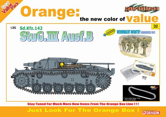 Cyber-Hobby Military 1/35 Sdkfz 142 StuG III Ausf B Tank w/Wehrmacht Infantry Barbarossa 1942 Kit