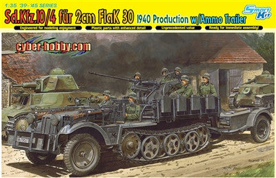 Dragon Military 1/35 SdKfz 10/4 w/2cm Flak 30 Mod 1940 Gun & Ammo Trailer Kit