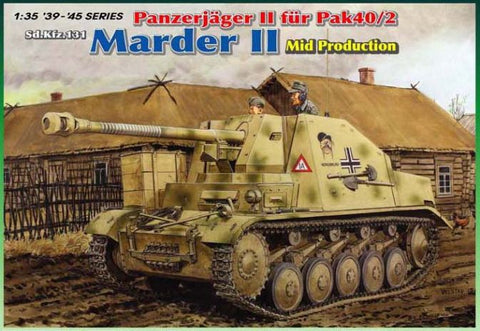 Dragon Military 1/35 SdKfz 131 PzJager II w/PaK 40/2 Gun Marder II Mid Prod Tank Kit