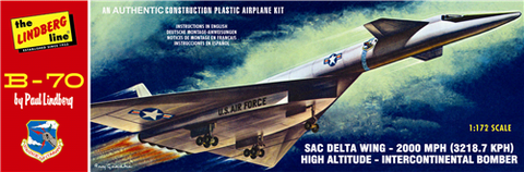 Lindberg Model Aircraft 1/172 B70 SAC Delta Wing High Altitude USAF Intercontinental Bomber Kit