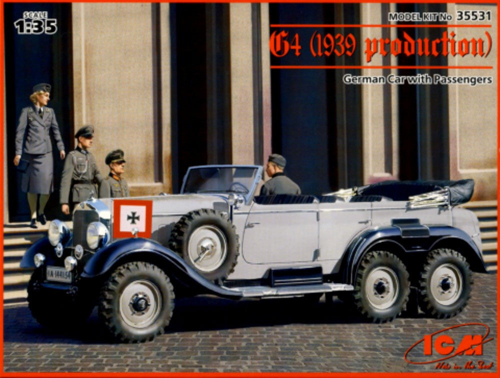ICM Military 1/35 WWII German G4 1939 Production Staff Car w/4 Figures Kit