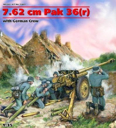 ICM Military 1/35 7.62cm PaK 36(r) Gun w/4 Crew Kit
