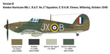 Italeri Aircraft 1/48 Hurricane Mk I RAF Fighter Battle of Britain 80th Anniversary Kit