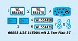 Trumpeter Military 1/35 L4500A Military Truck w/3.7cm Flak 37 Gun (New Tool) Kit