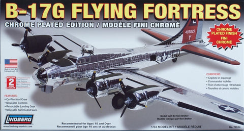 Lindberg Model Aircraft 1/64 B17G Flying Fortress Aircraft (Chrome Plated Edition) Kit