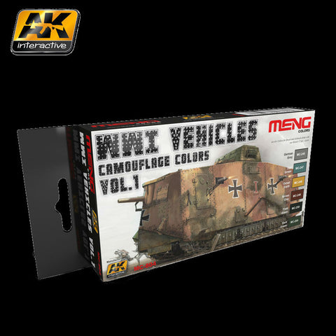 AK Interactive WWI Vehicles Camouflage Colors Vol.1 Acrylic Paint Set (6 Colors) 17ml Bottles