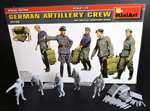 MiniArt Military 1/35 German Artillery Crew (5) w/Ammo Boxes (Special Edition) Kit