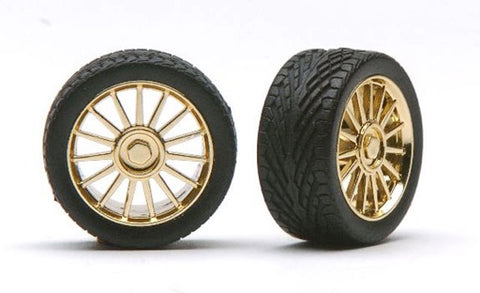 Pegasus Hobbies Cars 1/24-1/25 Spider Gold Rims w/Tires (4)
