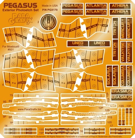 Paragraphix Details 1/4105 Battlestar Galactica: Pegasus Exterior Photo-Etch Set for MOE