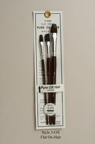 Atlas Brush Co. 3 Piece Flat Ox Hair Brush Set