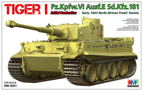 Rye Field 1/35 Tiger I PzKpfw VI Ausf E SdKfz 181 Initial Production Tank Early 1943 N. African Front/Tunisia Kit