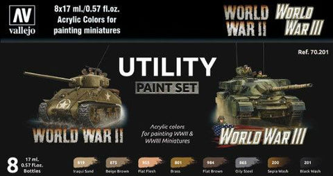 Vallejo Acrylic 17ml Bottle Utility WWII & WWIII Wargames Paint Set (8 Colors)