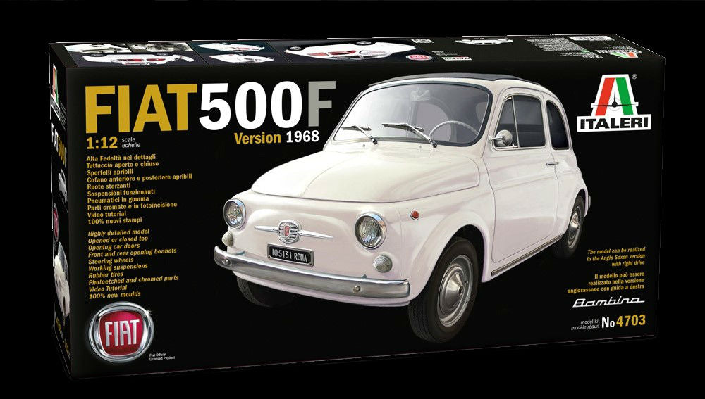 Italeri Model Cars 1/12 Fiat 500F Version 1968 Car (New Tool) Kit