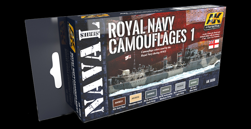 AK Interactive Naval Series: Royal Navy Camouflages 1 Acrylic Paint Set (6 Colors) 17ml Bottles