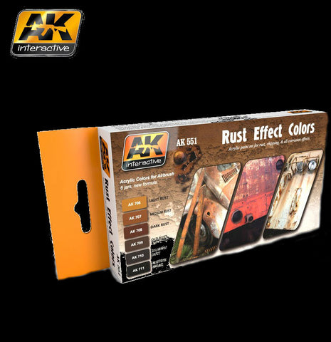 AK Interactive Rust Effects Acrylic Paint Set (6 Colors) 17ml Bottles