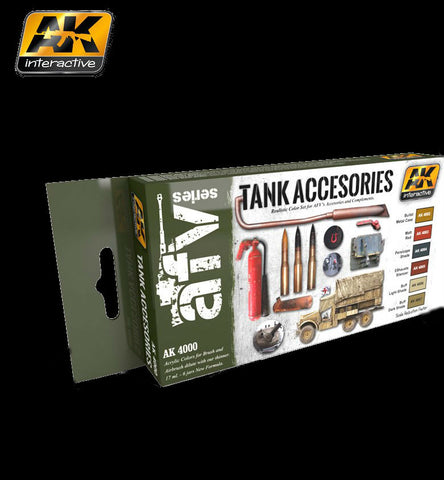 AK Interactive Tank Accessories Acrylic Paint Set (6 Colors) 17ml Bottles