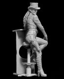 Master Box Sci-Fi 1/24 At the Edge of the Universe: Female Grifter Fancy Dressed Sitting on Stool Leaning on Bar Section (New Tool) Kit